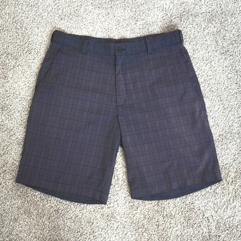 Nike Men's Dri-fit Golf Shorts Black Gray Plaid Size 33